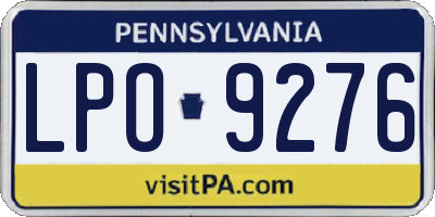 PA license plate LPO9276
