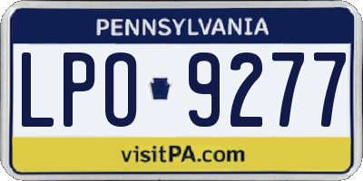 PA license plate LPO9277