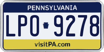 PA license plate LPO9278