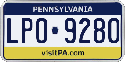 PA license plate LPO9280