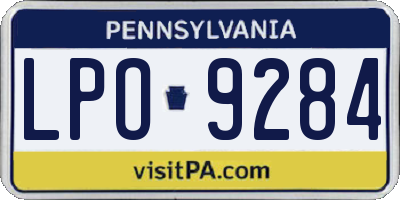 PA license plate LPO9284