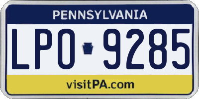 PA license plate LPO9285