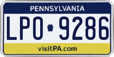 PA license plate LPO9286