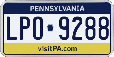 PA license plate LPO9288