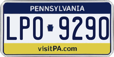 PA license plate LPO9290