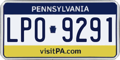 PA license plate LPO9291