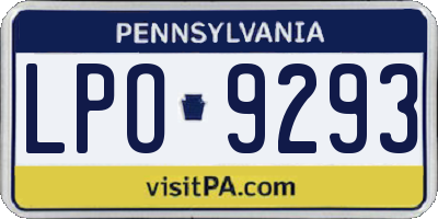 PA license plate LPO9293