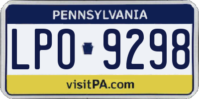 PA license plate LPO9298
