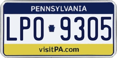 PA license plate LPO9305