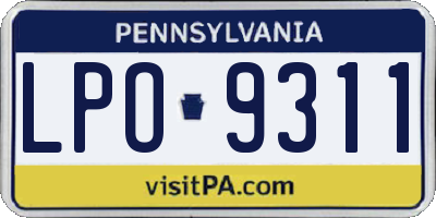 PA license plate LPO9311