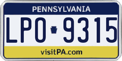PA license plate LPO9315