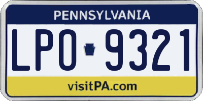 PA license plate LPO9321