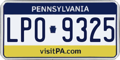 PA license plate LPO9325