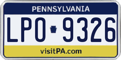 PA license plate LPO9326