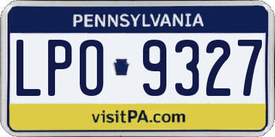 PA license plate LPO9327