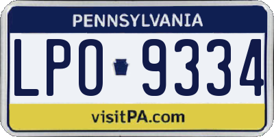 PA license plate LPO9334