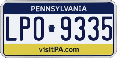 PA license plate LPO9335