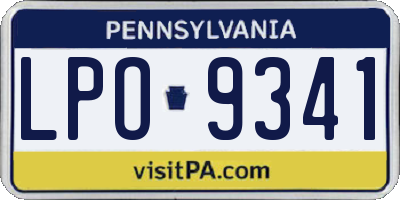 PA license plate LPO9341
