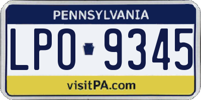 PA license plate LPO9345