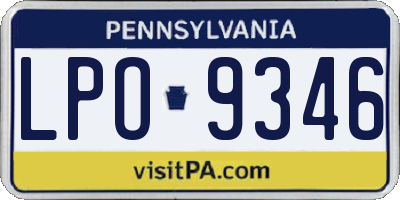 PA license plate LPO9346