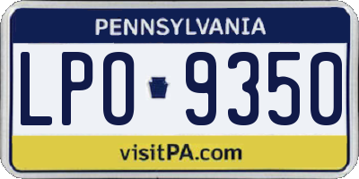 PA license plate LPO9350