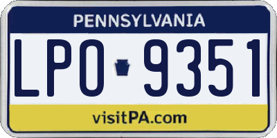 PA license plate LPO9351