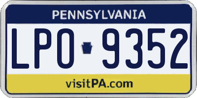 PA license plate LPO9352