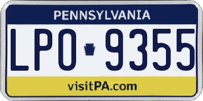 PA license plate LPO9355