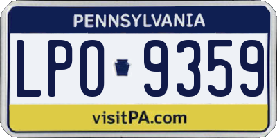 PA license plate LPO9359