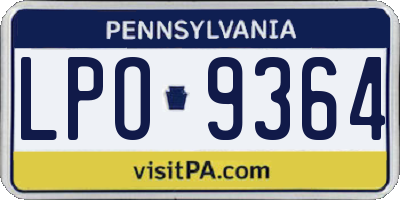 PA license plate LPO9364