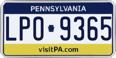 PA license plate LPO9365