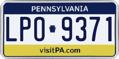 PA license plate LPO9371