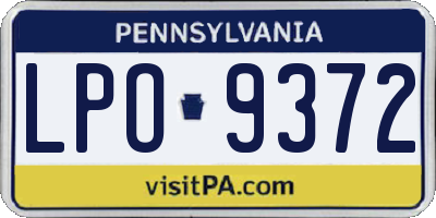 PA license plate LPO9372