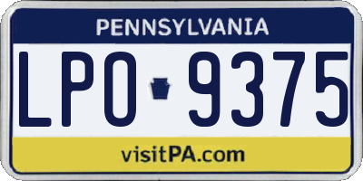 PA license plate LPO9375