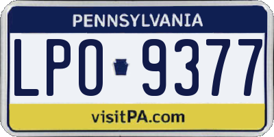 PA license plate LPO9377