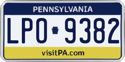 PA license plate LPO9382