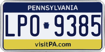 PA license plate LPO9385