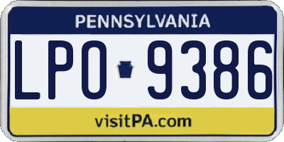 PA license plate LPO9386