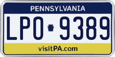 PA license plate LPO9389