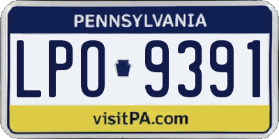 PA license plate LPO9391
