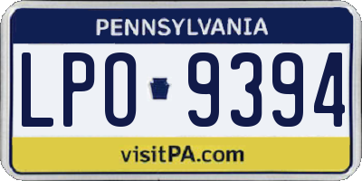 PA license plate LPO9394