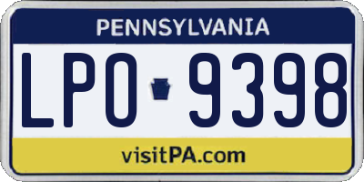 PA license plate LPO9398