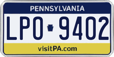 PA license plate LPO9402