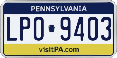 PA license plate LPO9403