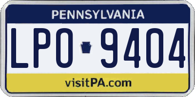 PA license plate LPO9404
