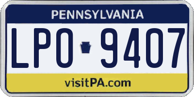 PA license plate LPO9407