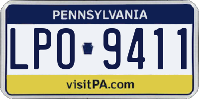 PA license plate LPO9411