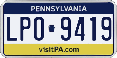 PA license plate LPO9419