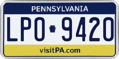 PA license plate LPO9420