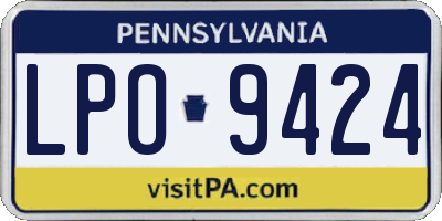 PA license plate LPO9424